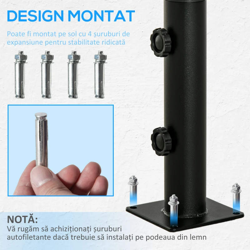 Outsunny Suport pentru Umbrelă de Terasă, Bază pentru Umbrelă pentru Patio, Ponton, Grădină și Curte, Negru