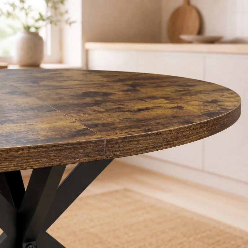 HOMCOM Mesa de Comedor Extensible para 4 a 6 Personas de Estilo Industrial con Pata de Araña Efecto Madera Marrón