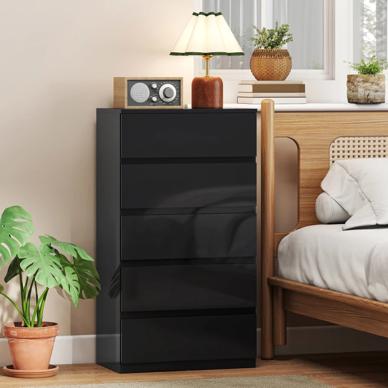 HOMCOM Chest of Drawers, 5-Drawer Storage Cabinets, Modern Dresser, Storage Drawer Unit for Bedroom