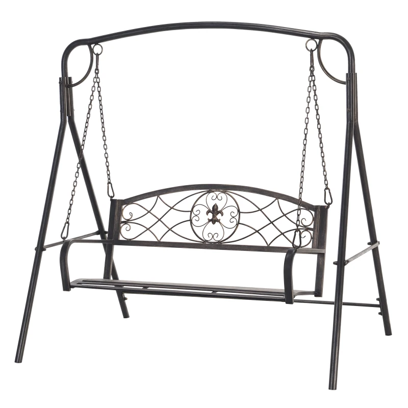 Outsunny Gartenschaukel Schaukelbank für den Garten Outdoor-Schaukel, Vintage Design, Messing-Optik, 167 cm x1 23 cm x 175cm