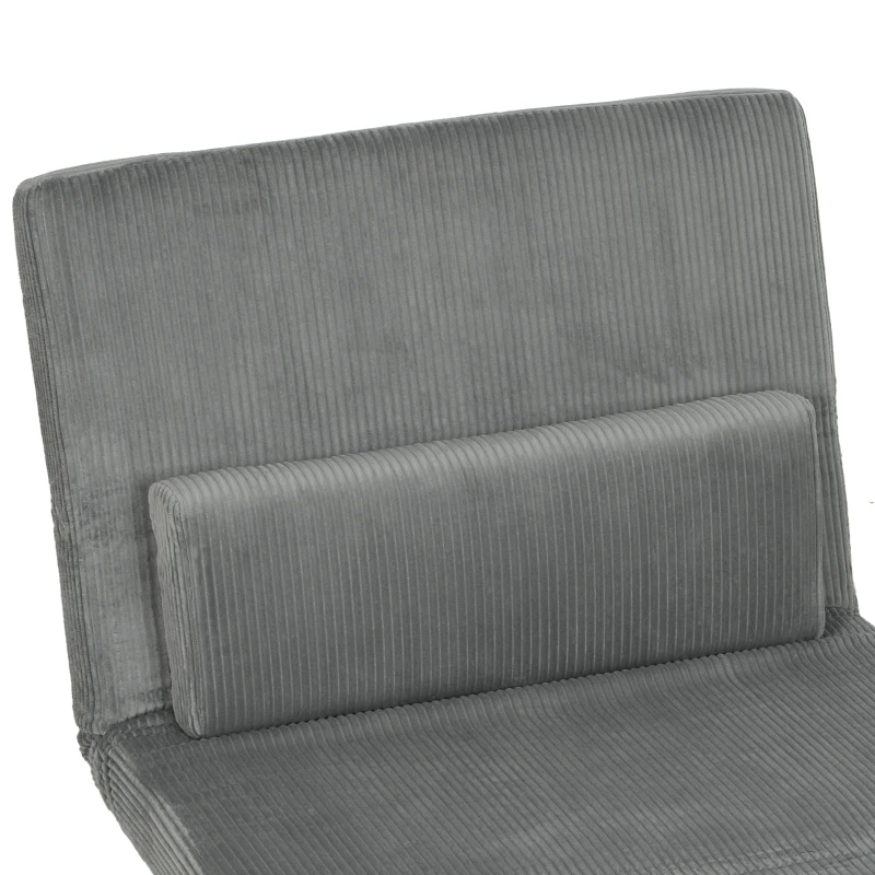 HOMCOM Sillón Cama 3 en 1 Abatible de Pana con Función de Cama Respaldo Regulable y Cojín Gris Oscuro
