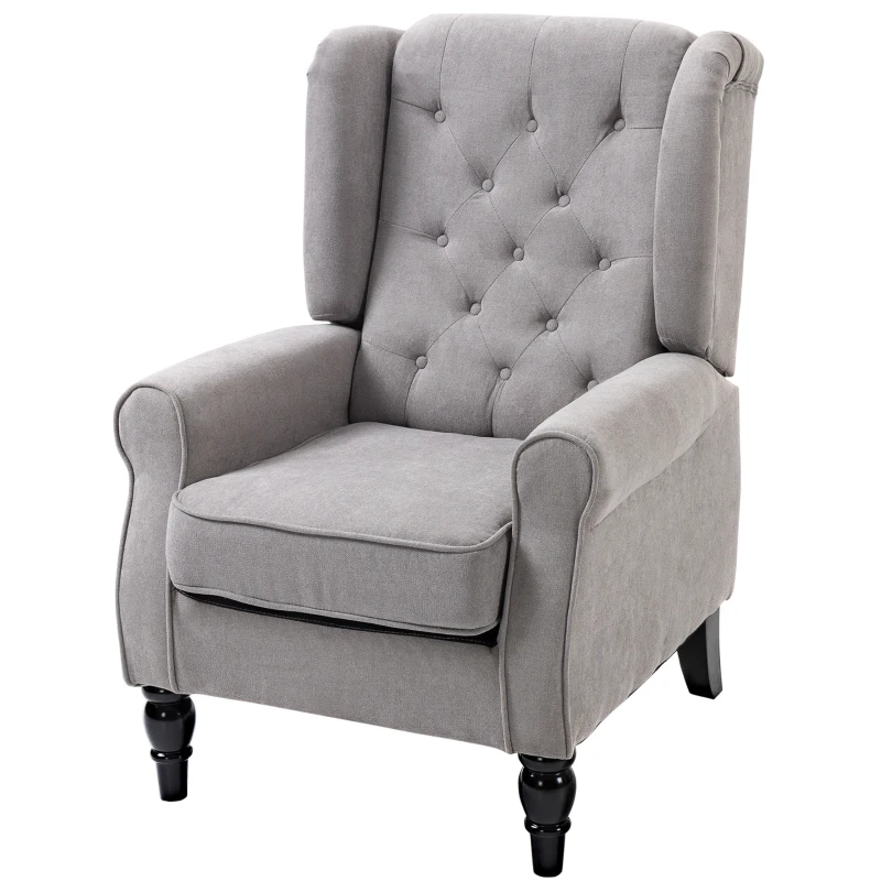Homcom Fotoliu Chesterfield in Tesatura Detasabila cu Sezuta Ampla Gri 74 x 86 102 cm