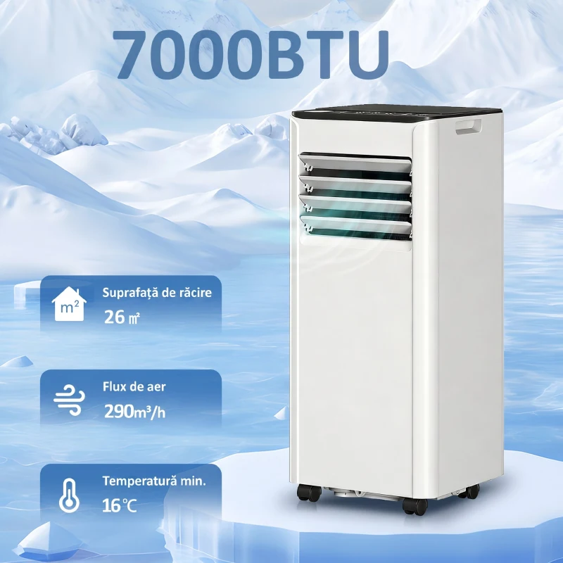 HOMCOM Aer Condiționat Portabil 4 În 1 cu Wifi, 7000 Btu, Alb