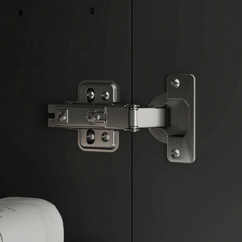 HOMCOM Armadietto Pensile Bagno 2 Ante con Specchiera e 2 Ripiani Interni in MDF, 60x15x75 cm, Nero