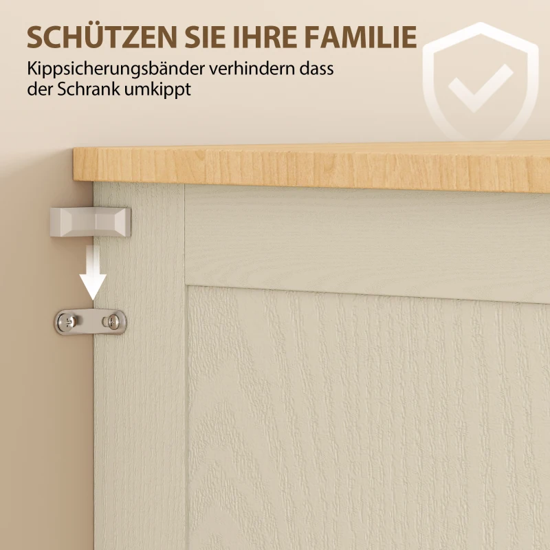 HOMCOM Freistehender Küchenschrank, Vorratsschrank mit verstellbaren Regalböden und Schublade für Wohnzimmer, Esszimmer