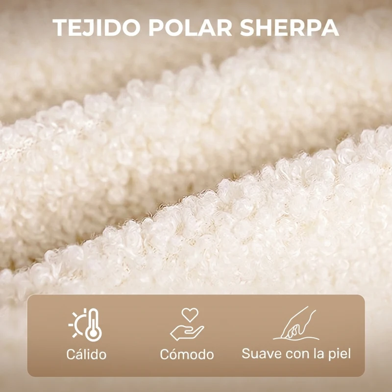 HOMCOM Silla Mecedora de Borreguito Sillón Balancín Oscilante 40° con Patas de Madera de Haya Carga 120 kg 71x98x101 cm Beige