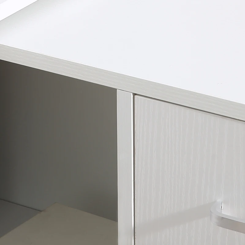HOMCOM Bureau d'angle rotatif à 180°, bureau d'ordinateur, bibliothèque, tiroir, placard, poste de travail, 117x82x74cm, blanc