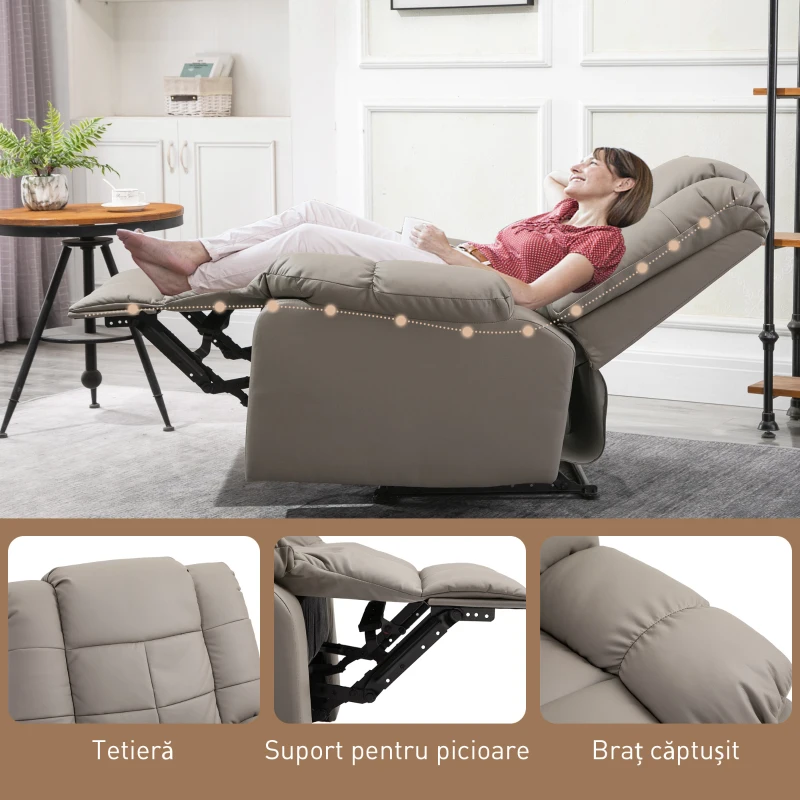HOMCOM Fotoliu de Relaxare cu Masaj din Piele Artificiala