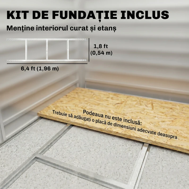 Outsunny Căsuță de Grădină din Metal cu Uși Glisante și Lacăt cu Chei, 2.1x1.2x1.9m, Gri Închis(m-7)