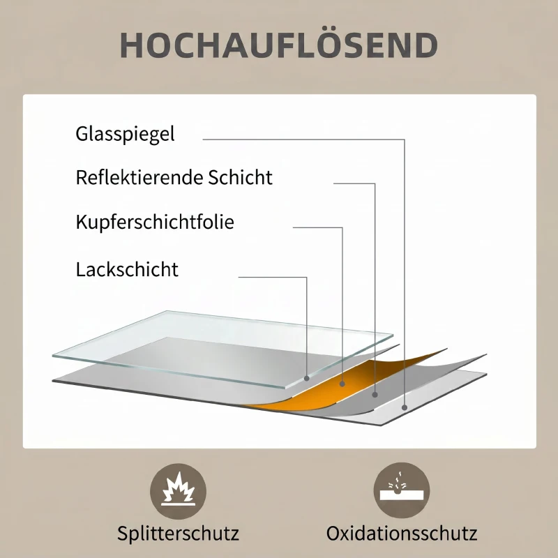 HOMCOM Wandspiegel, 60 x 80 cm, Rahmen in Holzoptik, einfache Montage, inkl. Schrauben