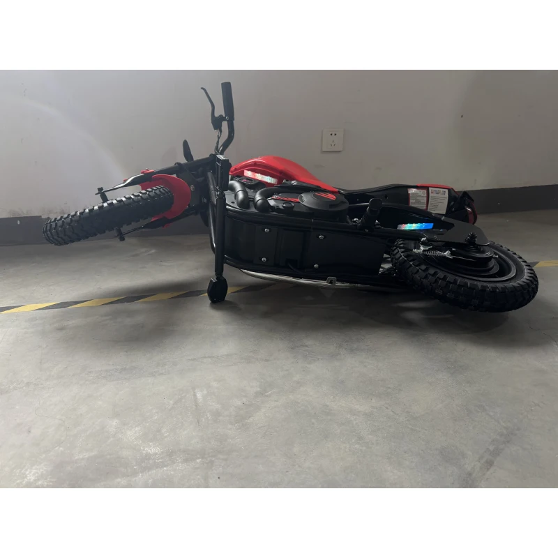 AIYAPLAY Moto Cross Elétrica Infantil Estilo Harley 24V Motor 180W, 6-12 Anos, Pneus 30 cm em Borracha, Vermelha