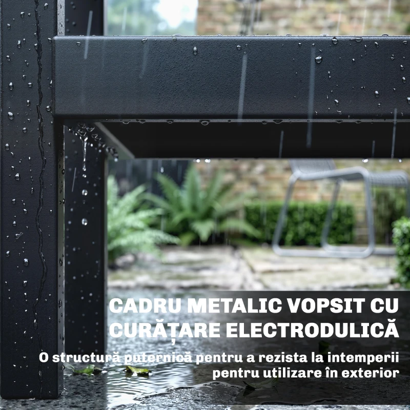 Outsunny Cărucior pentru Grătar de Exterior cu Blat din Oțel Inoxidabil, Cârlige și Mâner Lateral, Negru