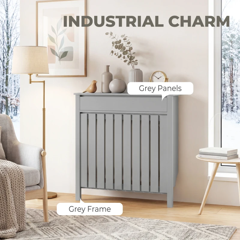 HOMCOM 93 x 88.5cm Rustic-Look Radiator Cover - Grey