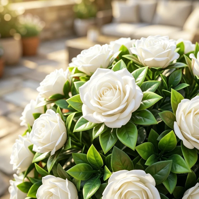 HOMCOM Artificial Rose Topiary UV Resistant, 2-Pack Fake Plants, 55 cm, White