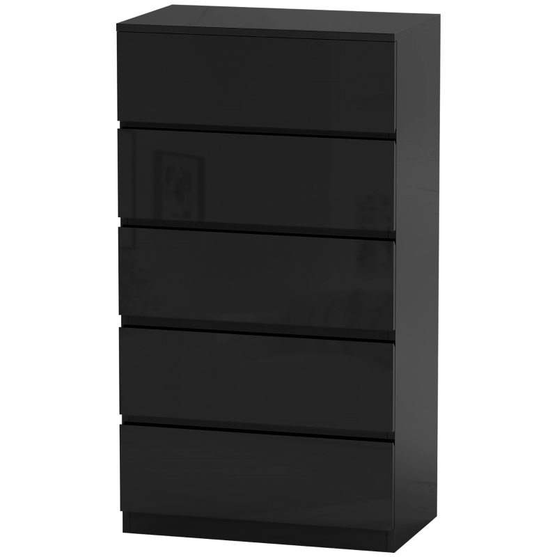 HOMCOM Cassettiera 5 Cassetti in Legno, Comò per Camera da Letto Moderno e Multiuso, 55x34x100 cm, Nero