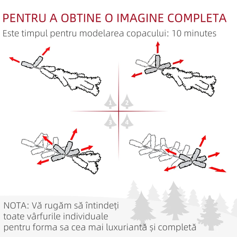 HOMCOM Brad de Crăciun 150 cm din plastic verde cu bază din metal și 1309 crengi ignifuge