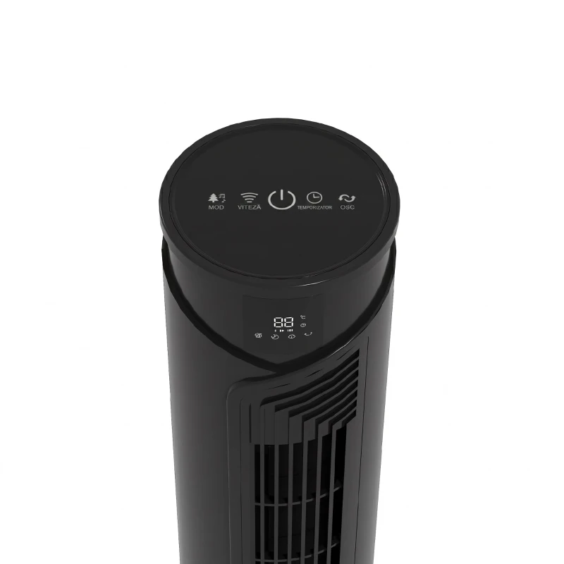 HOMCOM Ventilator turn 45W cu 4 moduri și 3 viteze, timer de 12h, din ABS, Ø31.5x93 cm, negru