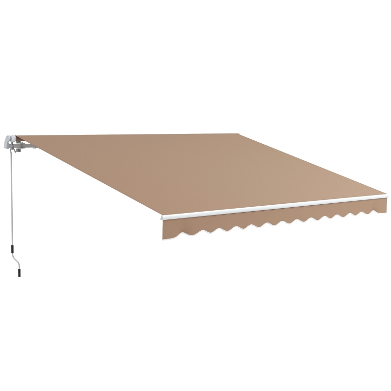 Outsunny Tenda da Sole per Esterno Avvolgibile a Bracci con Apertura a Manovella, 350x250 cm, Marrone