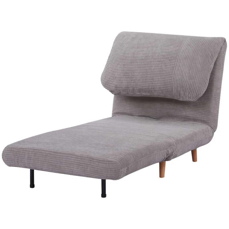 HOMCOM Fotoliu Pat Reclinabil 2 în 1 cu Șezut Extra-Large, Efect Catifea, Gri