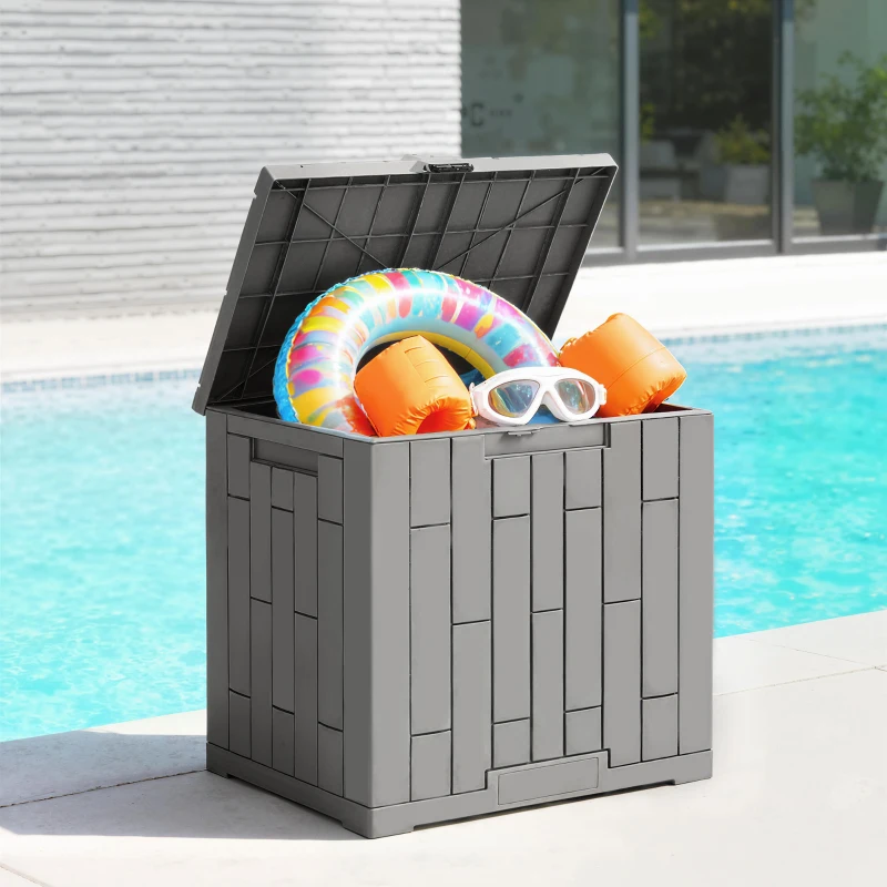 Outsunny Arcón Exterior Capacidad 114L Baúl de Almacenaje Exterior Resistente al Agua y a los Rayos UV con Cerradura Gris