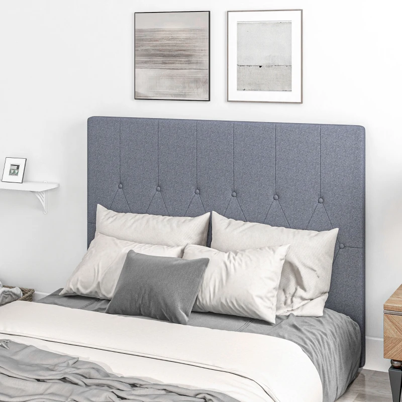 HOMCOM Cabeceira de Cama 160cm Cabeceira de Cama Estofada em Linho e Acolchoada 2 Formas de Uso 160x7x120 cm Cinza