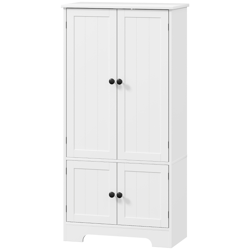 HOMCOM Mobile Credenza da Cucina a 4 Ante con 2 Armadietti e Ripiano Regolabile, 58.2x30x123 cm, Bianco