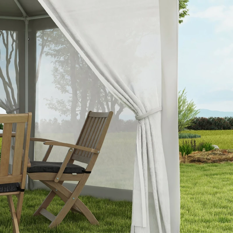 Outsunny Pavilion hexagonal de grădină cu dublă intrare, din metal și poliester, 3.94x3.94x2.5 m, crem