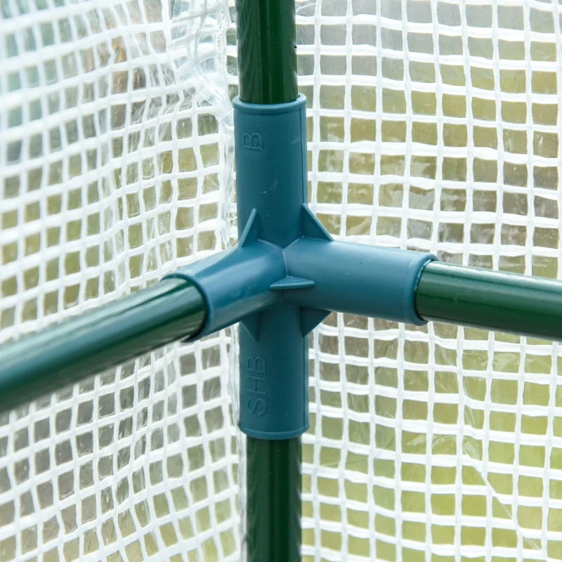 Outsunny Serra Addossata a 3 Livelli con Porte e Finestre Avvolgibili, in PE e Acciaio, 200x100x215 cm, Verde e Bianco
