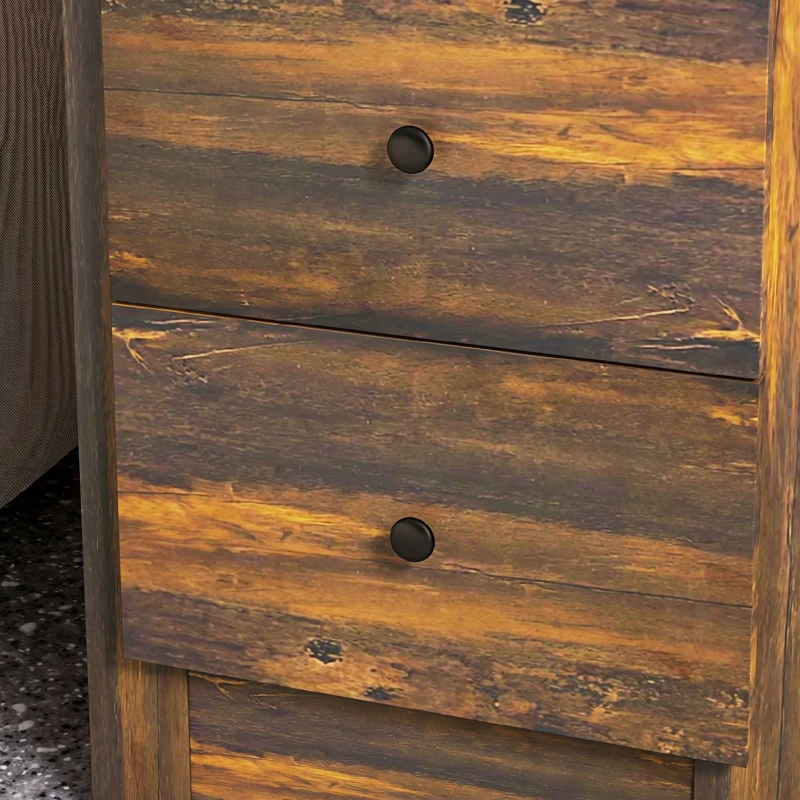 HOMCOM Noptieră cu 3 sertare în stil rustic din lemn, 40x30x74 cm, maro