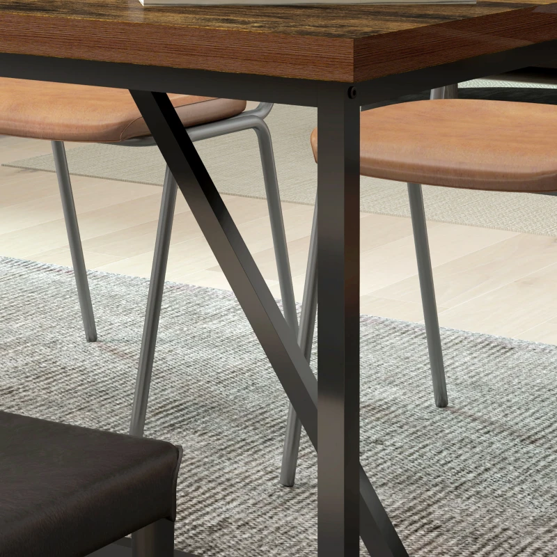 HOMCOM Tavolo da Pranzo per 6 Persone Stile Industriale in Legno e Acciaio, 150x80x75 cm, Marrone
