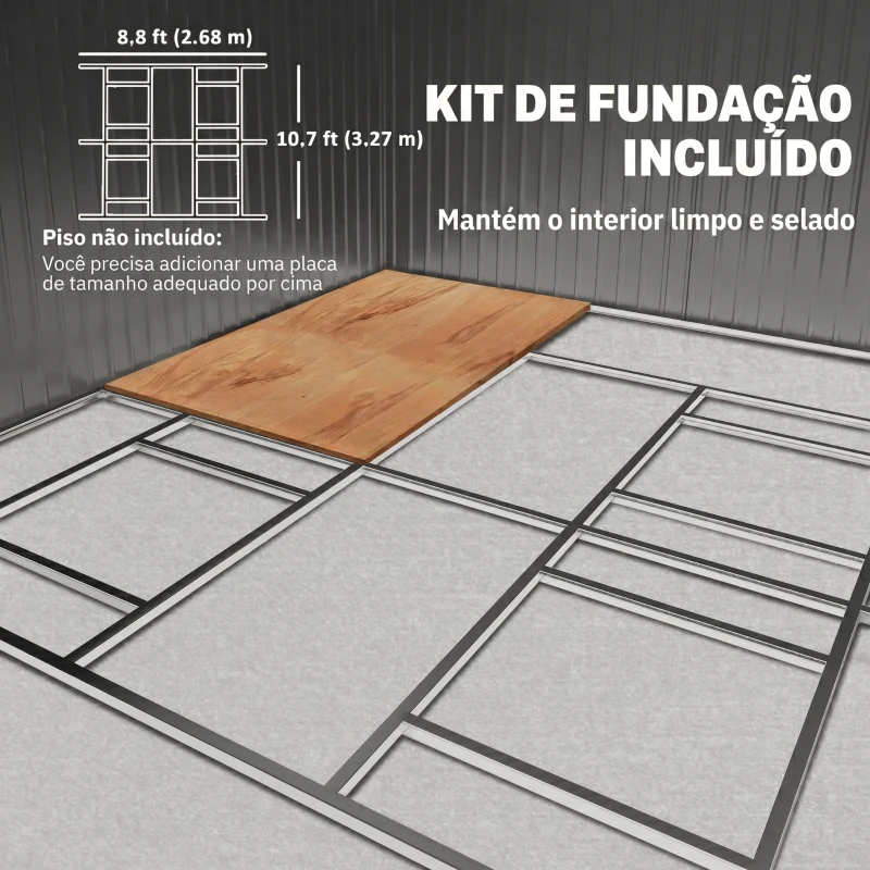 Outsunny Abrigo de Jardim 340x386x200 cm 13,1 m² Abrigo de Exterior de Aço com Portas de Correr e Ventilações Cinza Claro