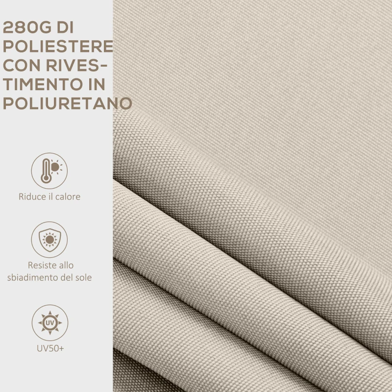 Outsunny Tenda da Sole 3x2 m a Bracci, Regolabile 5°-35° in Alluminio e Poliestere, Bianco Crema