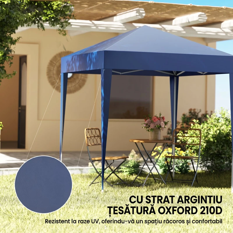 Outsunny Foișor Pliabil Pop-Up 2x2 m cu 4 Pereți Detașabili din Poliester și Oțel, Albastru