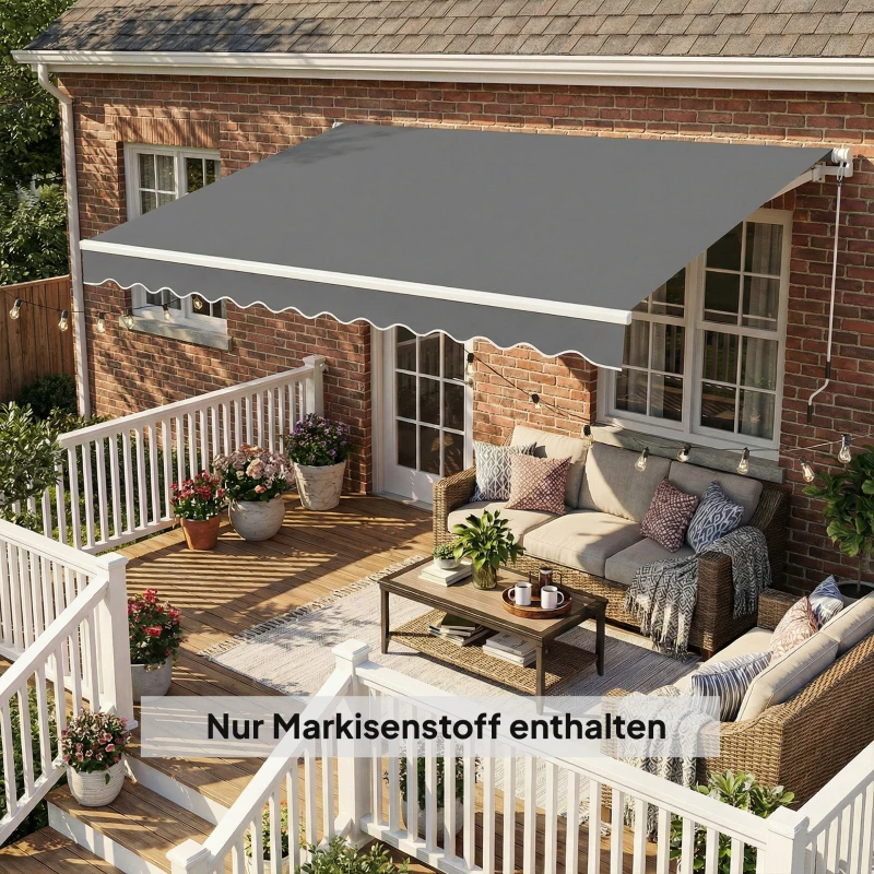 Outsunny Ersatzstoff für Markise – Sonnenschutzdach UPF 50+ für 3,5 x 2,5 m Rahmen, Dunkelgrau