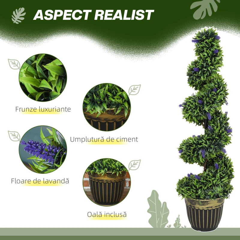HOMCOM Set de Două Arbori Artificiali de Lavandă 90cm