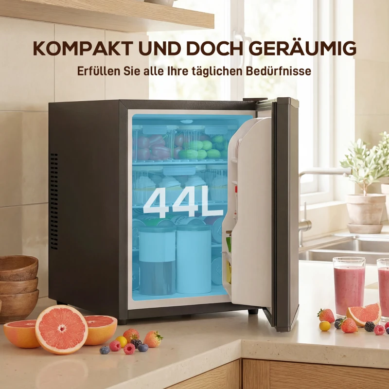 HOMCOM Mini Kühlschrank 44L/46 Dosen Kleiner Kühlschrank mit einstellbarem Thermostat 43 x 51 x 51,3 cm, Schwarz