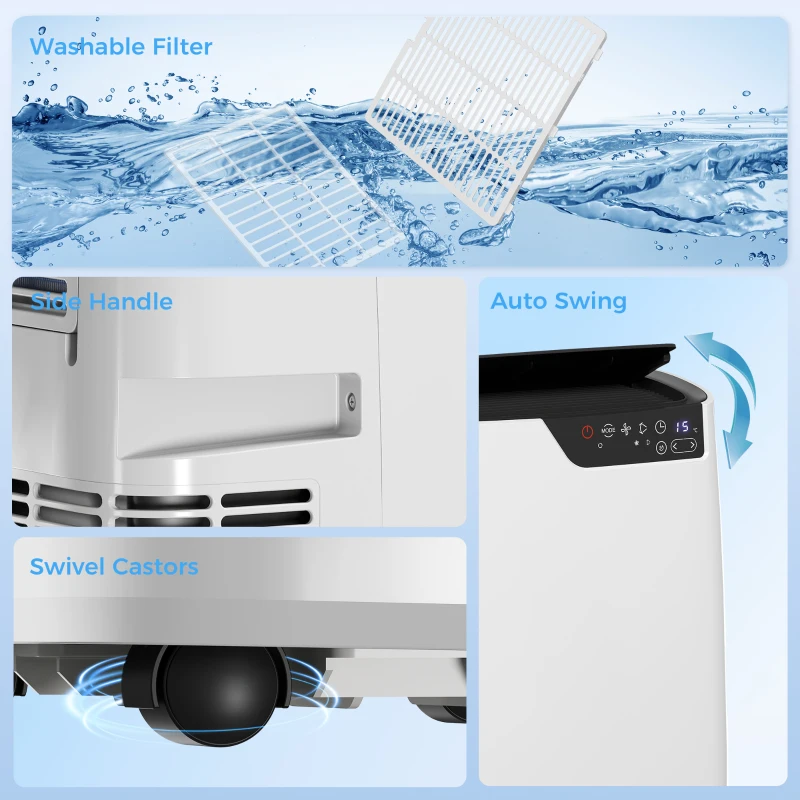 HOMCOM Portable Air Conditioner 14000 BTU, 4-in-1 AC Unit with Cool, Dehumidifier, Fan, Sleep Mode, WiFi Voice Remote Control