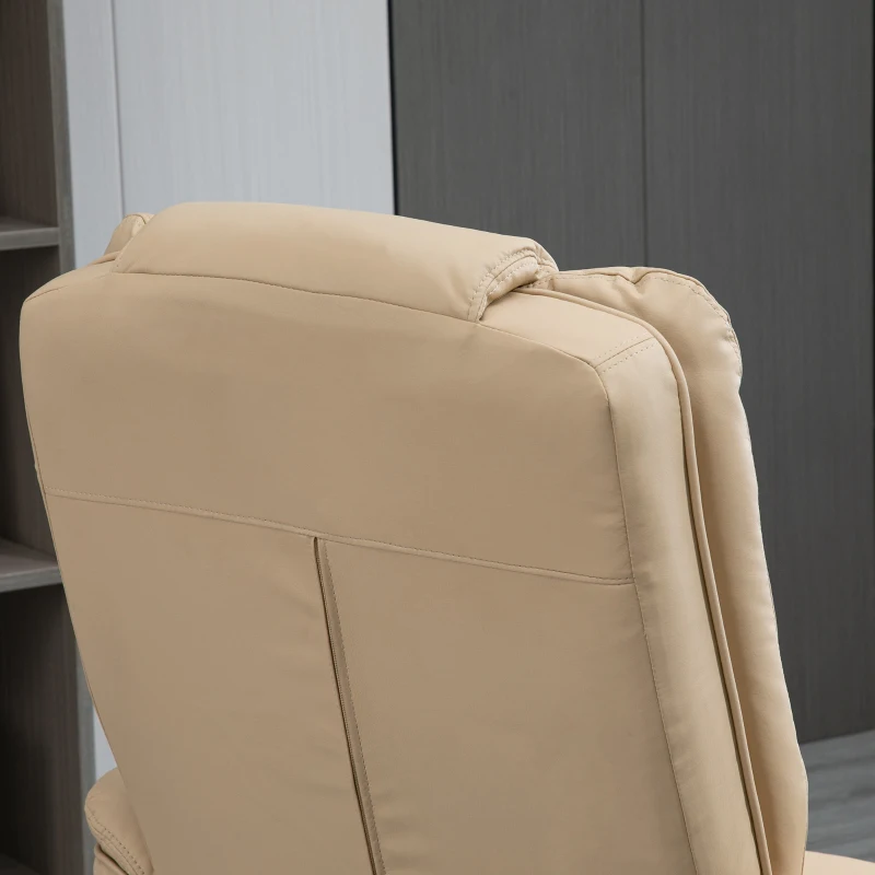 HOMCOM Set Fotoliu Relax și Pouf pentru Picioare, Rotativ la 360° si Reclinabil, Imitatie de piele PU cu Suport pentru Cap si Brate, Bej