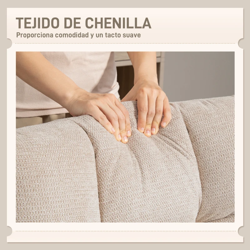 HOMCOM Butaca de Salón Giratoria Moderna Tapizada en Chenilla con Asiento Ancho Base Cruz y Patas de Acero Sillón Relax Crema