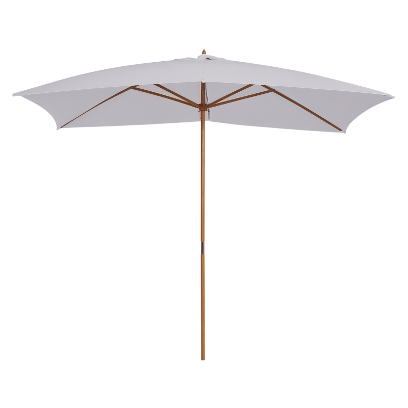 Outsunny Umbrelă de grădină 2x3m din lemn lacuit cu acoperire detașabilă, albă
