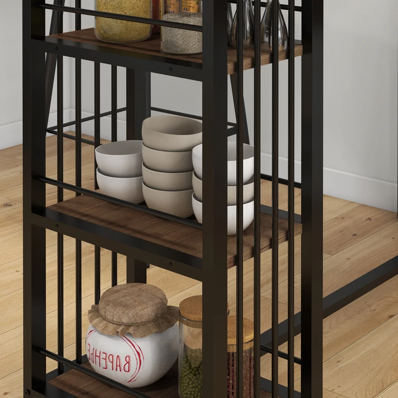 HOMCOM Mesa Alta Cocina con 3 Estantes Mesa Alta Bar para 2 Personas Patas de Acero para Salón 120x40x105 cm Marrón y Negro