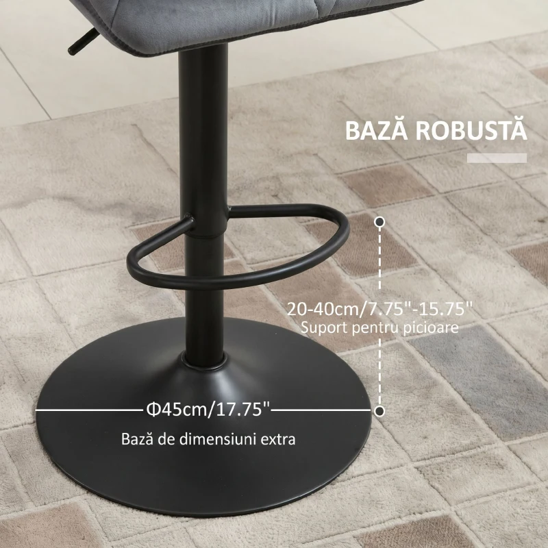 HOMCOM Set de 2 Scaune de Bar Sau Bucătărie cu Design Geometric, Gri