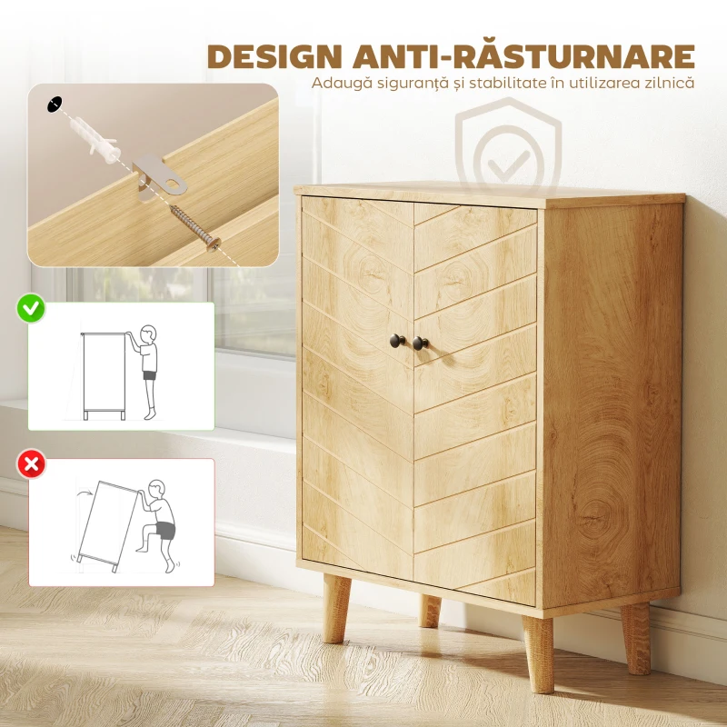 HOMCOM Dulap Multifuncțional Stil Vintage din Lemn cu Două Rafturi Interioare, 60x30x76cm