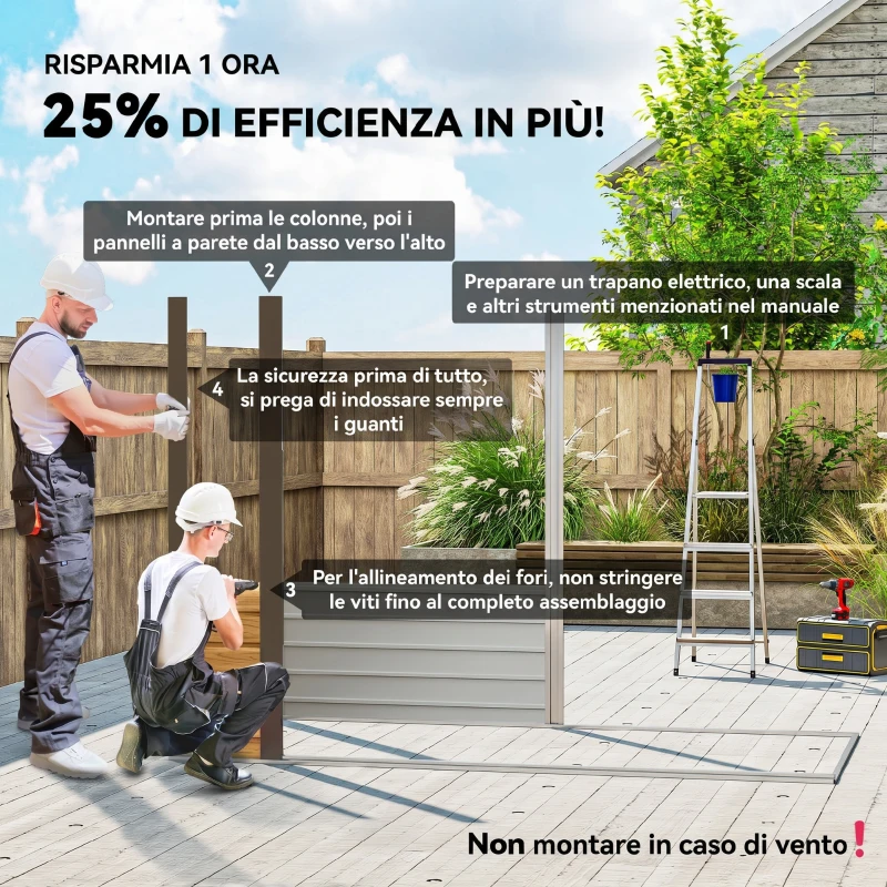 Outsunny Cobertizo de Jardín de Metal 3 m² Fácil de Montar con Estructura de Acero Galvanizado Mejorada Roble