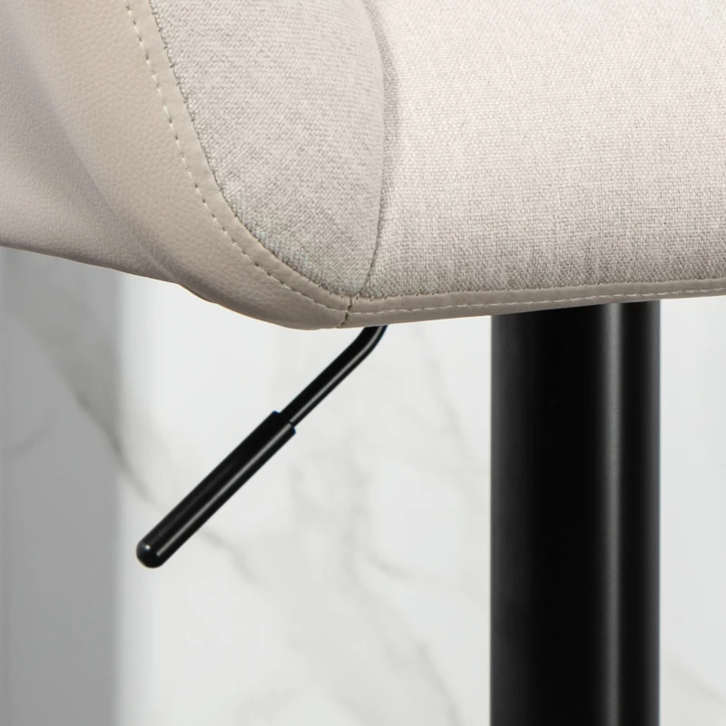 HOMCOM Barhocker 2er-Set Retro-Design höhenverstellbar Kunstleder Leinenoptik Creme + Schwarz
