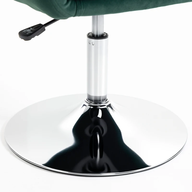 HOMCOM Retro Velvet Swivel Tub Chair with Steel Frame, Cushion Seat, Dark Green