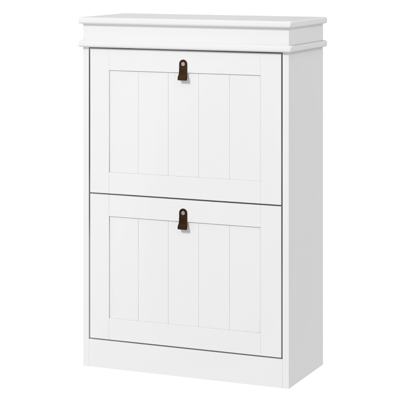 HOMCOM Zapatero Estrecho con 2 Puertas Abatibles y Estantes Ajustables para 10 Pares de Zapatos para Recibidor 54x24x82,5 cm