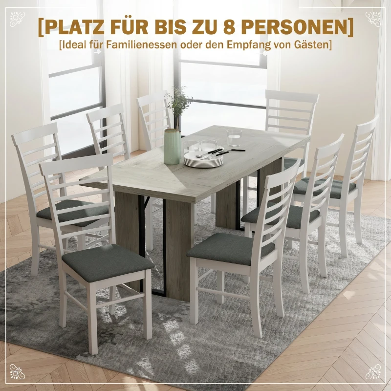 HOMCOM Masă de Dining în Stil Industrial pentru maximum 8 persoane, din lemn și oțel, 180x80x75 cm, gri