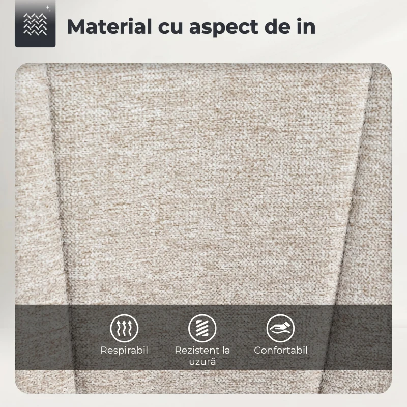 HOMCOM Set 2 Scaune de Bar cu Înălțime Reglabilă, Șezut Rotativ din Material Textil și Suport pentru Picioare, Bej