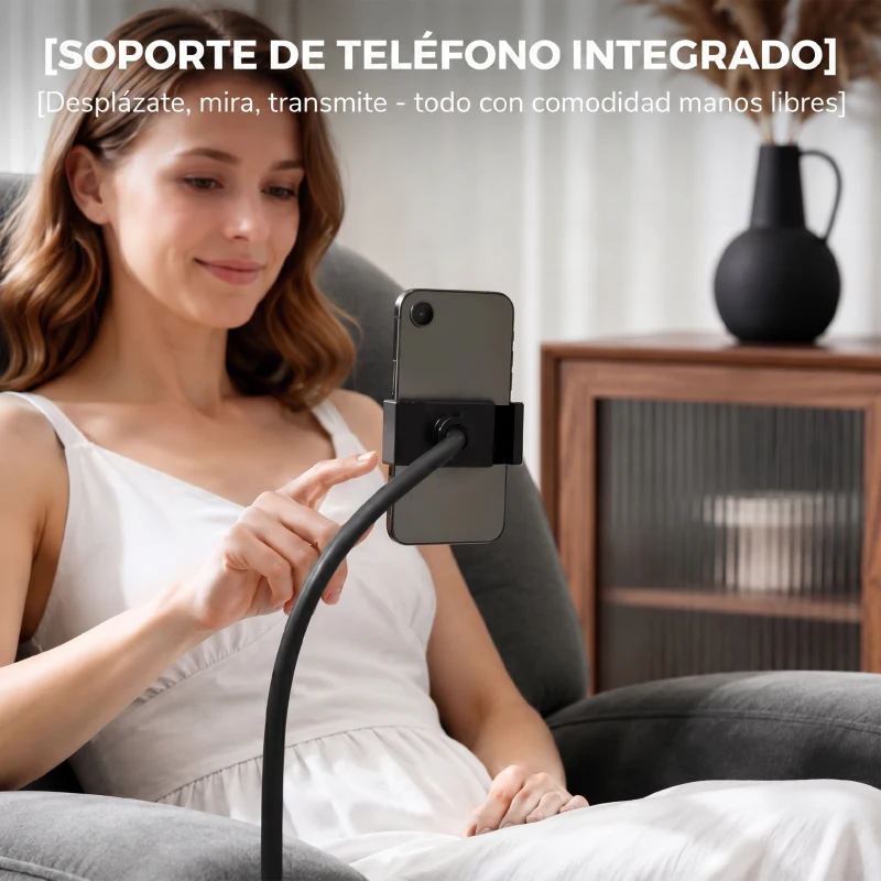 HOMCOM Sillón Relax Reclinable 3 en 1 con Función Mecedora Giratorio 360° Soporte para Teléfono Asiento Amplio Gris